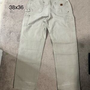 Carhartt Men's Light Tan Cargo Pants, Vintage Double Knee